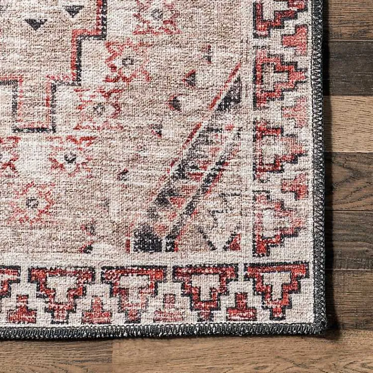 Kirklands Home Area Rugs|Cream & Red Diamond Trellis Washable Area Rug, 5x8