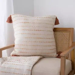 Clearance Cream & Terracotta Ombre Dash Throw Pillow Pillows