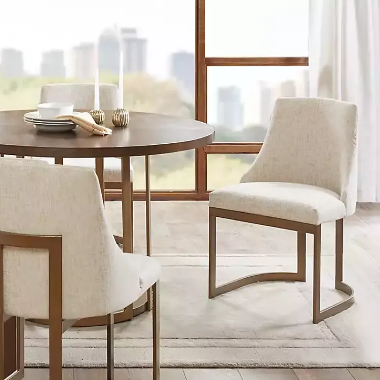 Kirklands Home Dining Chairs|Cream and Gold Modern Dining Chairs, Set of 2 Tan