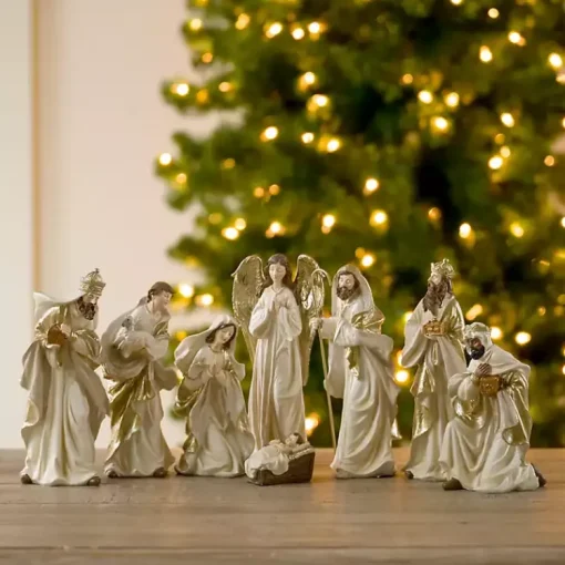 Best Cream and Gold 8-pc. Nativity Set Christmas Decorations