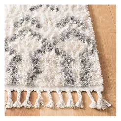 Kirklands Home Area Rugs|Cream and Gray Bergen Tribal Fringe Shag Rug, 5x7