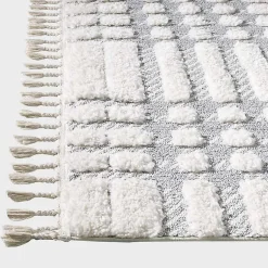 Kirklands Home Area Rugs|Cream and Gray Tufted Criss-Cross Area Rug, 7x9