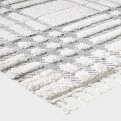 Kirklands Home Area Rugs|Cream and Gray Tufted Criss-Cross Area Rug, 7x9