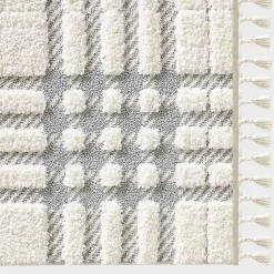 Kirklands Home Area Rugs|Cream and Gray Tufted Criss-Cross Area Rug, 7x9
