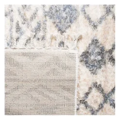 Kirklands Home Area Rugs|Cream and Navy Moroccan Fringe Shag Rug, 5x7