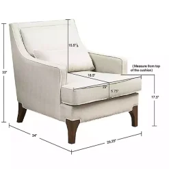 Kirklands Home Accent Chairs|Cream and White Contrast Welting Accent Chair Ivory