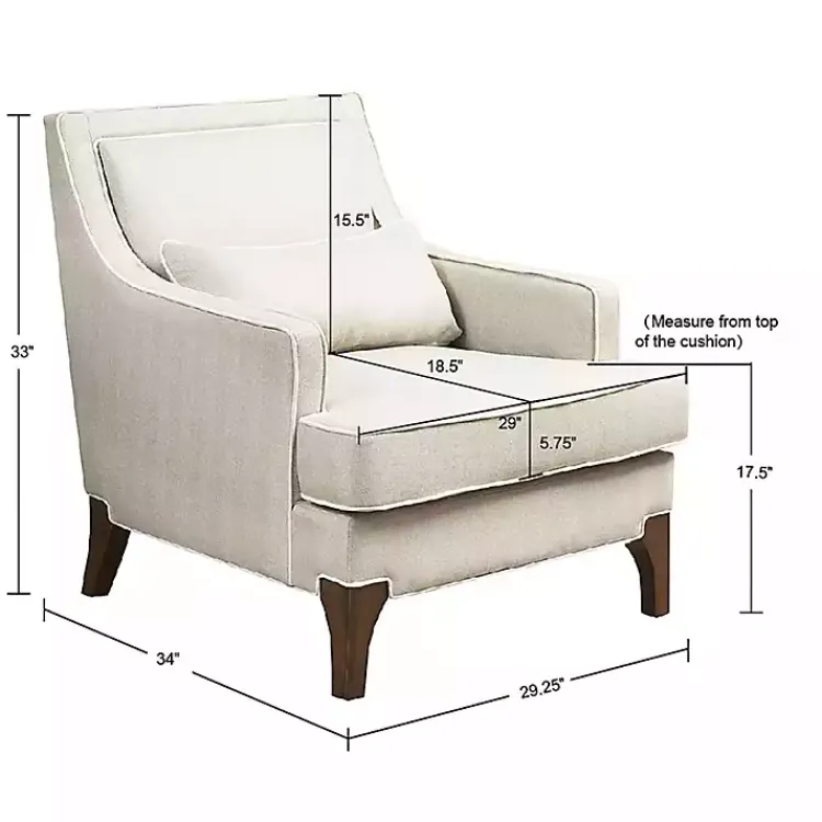 Kirklands Home Accent Chairs|Cream and White Contrast Welting Accent Chair Ivory