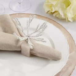 Kirklands Home Table Linens|Cream Beaded Coral Napkin Rings, Set of 4 Ivory
