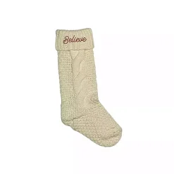 Cream Believe Script Christmas Stocking Christmas Stockings & Stocking Holders