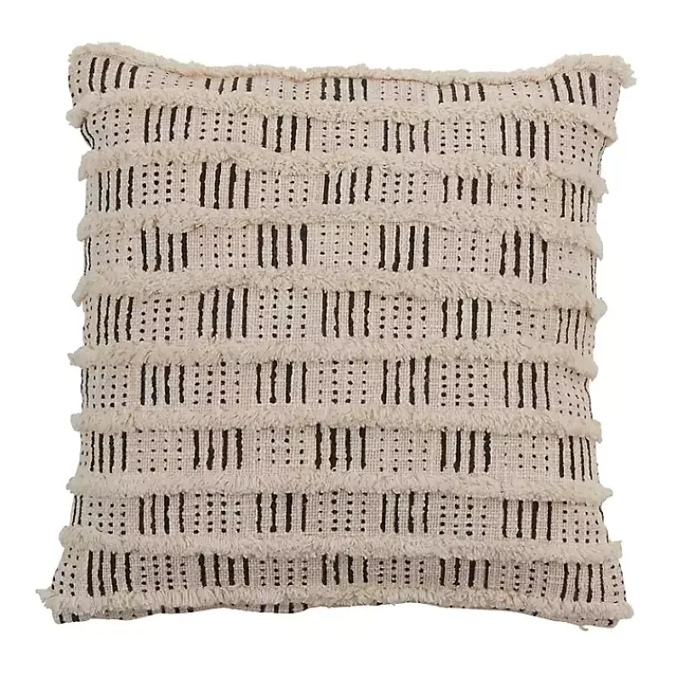 New Cream Block Print Throw Pillow Pillows