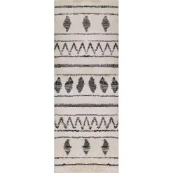 Kirklands Home Area Rugs|Cream Boho Striped Runner Ivory