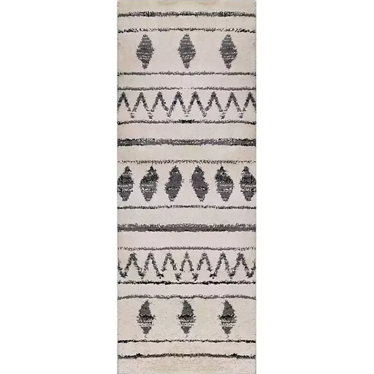 Kirklands Home Area Rugs|Cream Boho Striped Runner Ivory