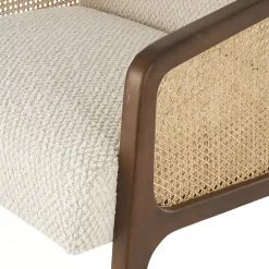 Kirklands Home Accent Chairs|Cream Boucle & Rattan Accent Chair White