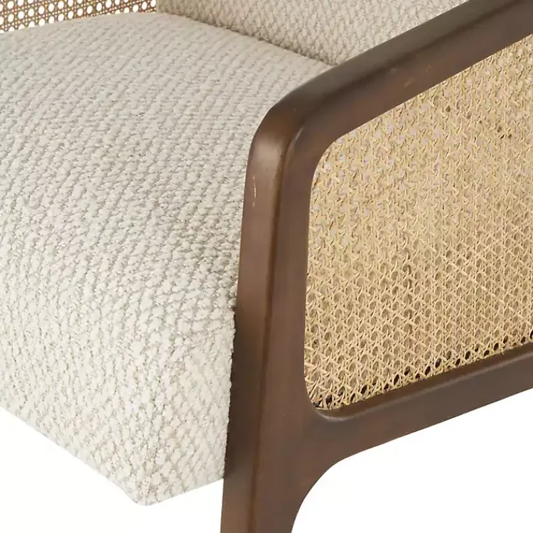 Kirklands Home Accent Chairs|Cream Boucle & Rattan Accent Chair White