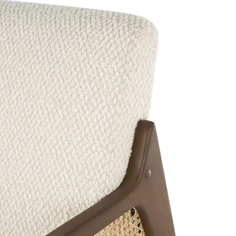 Kirklands Home Accent Chairs|Cream Boucle & Rattan Accent Chair White