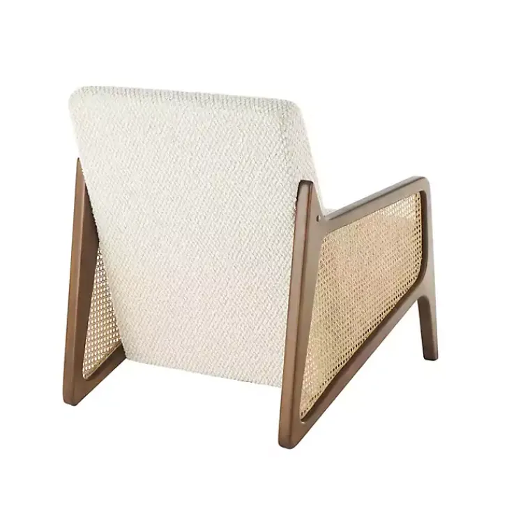 Kirklands Home Accent Chairs|Cream Boucle & Rattan Accent Chair White