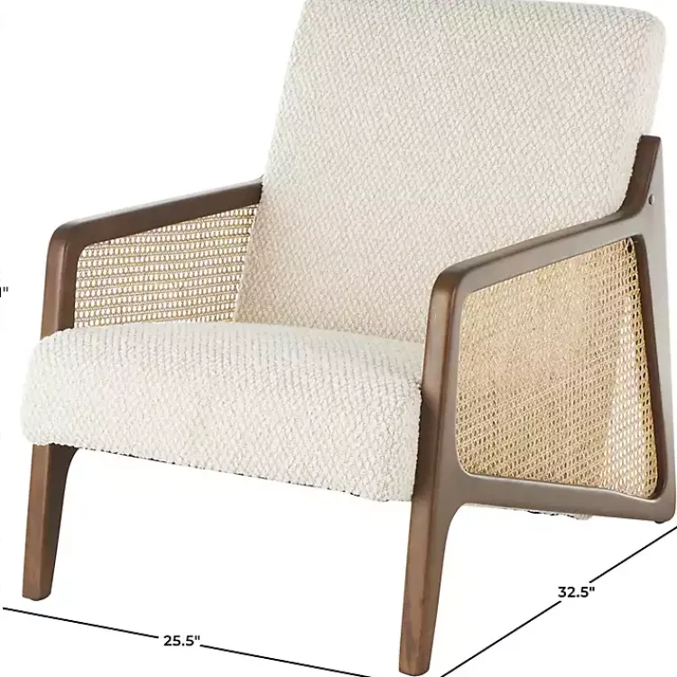 Kirklands Home Accent Chairs|Cream Boucle & Rattan Accent Chair White