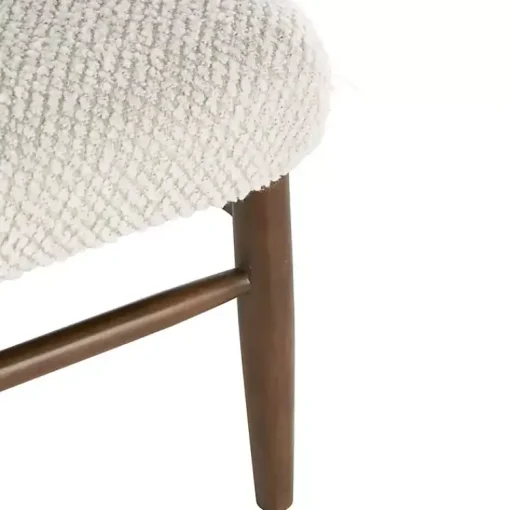 Kirklands Home Accent Chairs|Cream Boucle & Rounded Rattan Back Accent Chair White