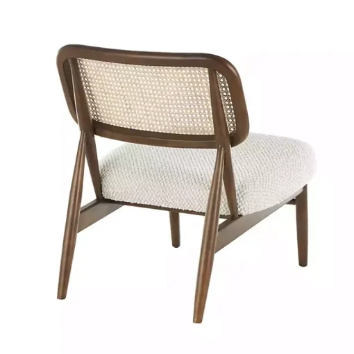 Kirklands Home Accent Chairs|Cream Boucle & Rounded Rattan Back Accent Chair White