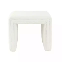 Kirklands Home Benches & Ottomans|Cream Boucle Arch Ottoman White
