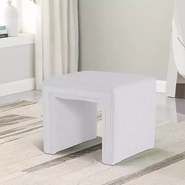 Kirklands Home Benches & Ottomans|Cream Boucle Arch Ottoman White