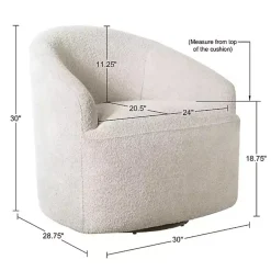 Kirklands Home Accent Chairs|Cream Boucle Barrel Swivel Accent Chair White