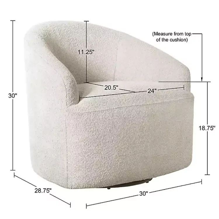 Kirklands Home Accent Chairs|Cream Boucle Barrel Swivel Accent Chair White