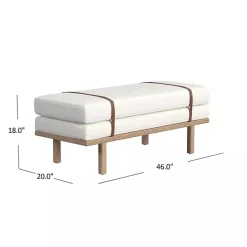Kirklands Home Entryway Furniture|Cream Boucle Brown Faux Leather Bench White