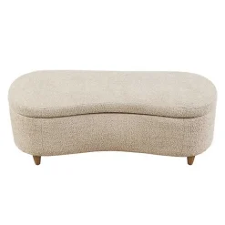 Kirklands Home Benches & Ottomans|Cream Boucle Flip-Top Storage Bench White