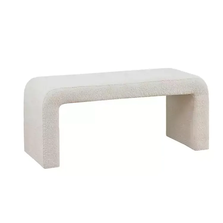 Kirklands Home Benches & Ottomans|Cream Boucle Waterfall Bench White
