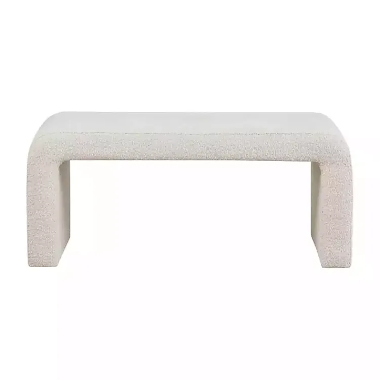Kirklands Home Benches & Ottomans|Cream Boucle Waterfall Bench White