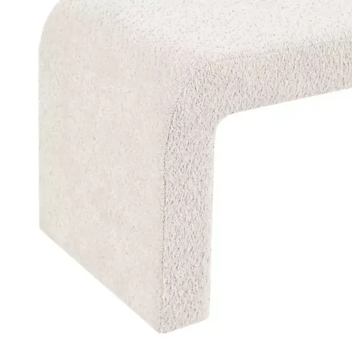 Kirklands Home Benches & Ottomans|Cream Boucle Waterfall Bench, 52 in. White