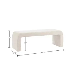 Kirklands Home Benches & Ottomans|Cream Boucle Waterfall Bench, 52 in. White