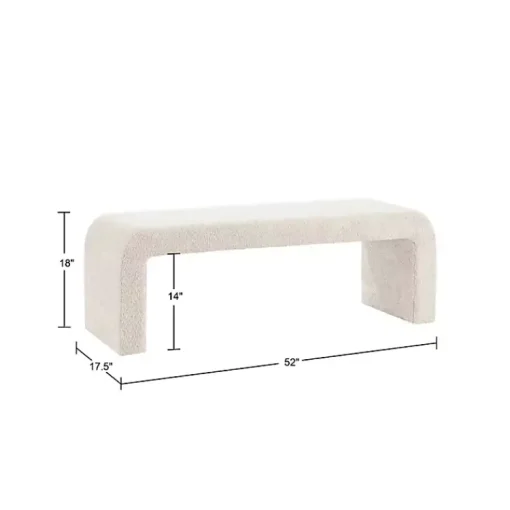 Kirklands Home Benches & Ottomans|Cream Boucle Waterfall Bench, 52 in. White
