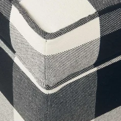 Kirklands Home Benches & Ottomans|Cream Buffalo Plaid Upholstered Storage Ottoman