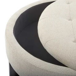 Kirklands Home Benches & Ottomans|Cream Button Tufted Storage Ottoman Ivory