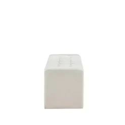 Kirklands Home Benches & Ottomans|Cream Button Tufted Upholstered Storage Bench Ivory