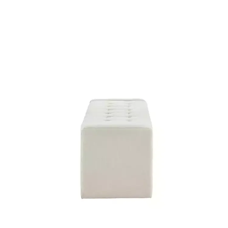 Kirklands Home Benches & Ottomans|Cream Button Tufted Upholstered Storage Bench Ivory