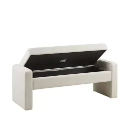 Kirklands Home Benches & Ottomans|Cream Button Tufted Upholstered Storage Bench Ivory