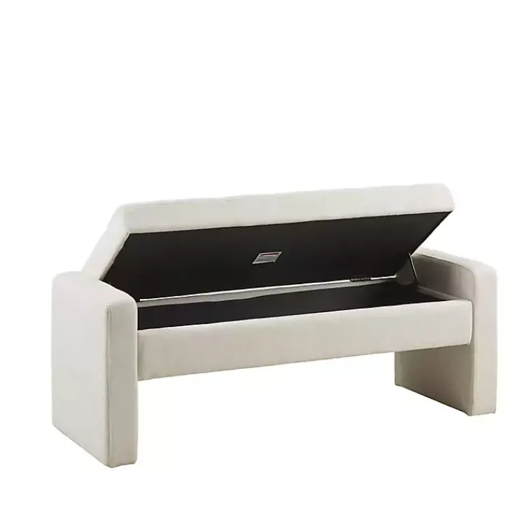 Kirklands Home Benches & Ottomans|Cream Button Tufted Upholstered Storage Bench Ivory