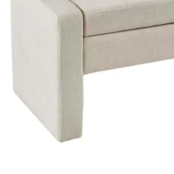 Kirklands Home Benches & Ottomans|Cream Button Tufted Upholstered Storage Bench Ivory