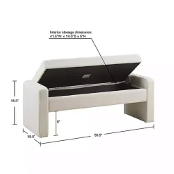 Kirklands Home Benches & Ottomans|Cream Button Tufted Upholstered Storage Bench Ivory