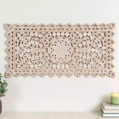 Kirklands Home Wall Plaques|Cream Carved Wooden Wall Plaque White