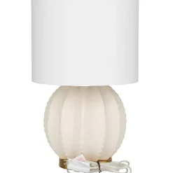 Kirklands Home Table Lamps|Cream Ceramic Fluted Gourd Table Lamp