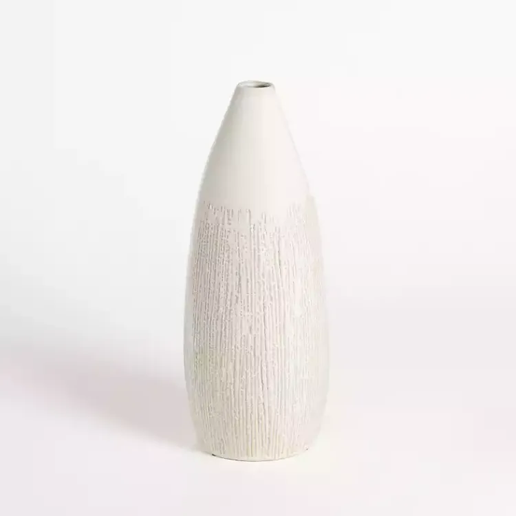 Hot Cream Ceramic Luca Vase, 16 in. Vases