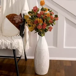 Hot Cream Ceramic Luca Vase, 16 in. Vases