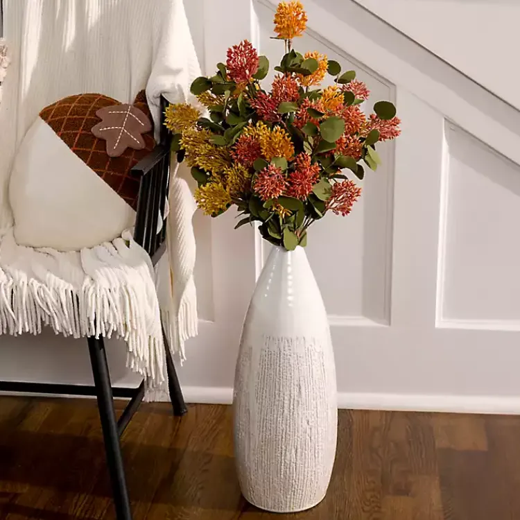 Hot Cream Ceramic Luca Vase, 16 in. Vases