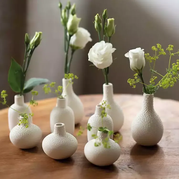 Online Cream Ceramic Pearl Mini Vases, Set of 3 Vases