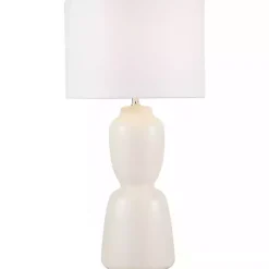 Kirklands Home Table Lamps|Cream Ceramic Rounded Hourglass Table Lamp