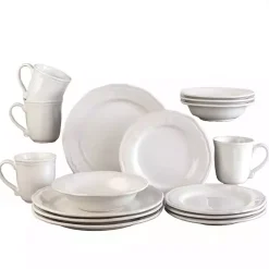Kirklands Home Dinnerware|Cream Ceramic Soft Scallop 16-pc. Dinnerware Set Ivory